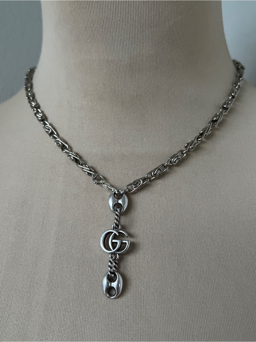 Vintage Gucci x Junk You! Rescued Necklace | Silver Two-way Squiggle Link 15-17”